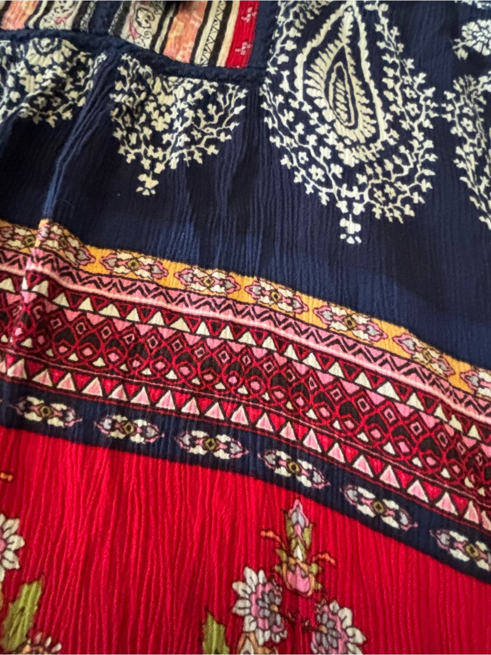 Bila Navy & Red Bohemian Paisley Tie-Front Tunic Top - Picture 5 of 6